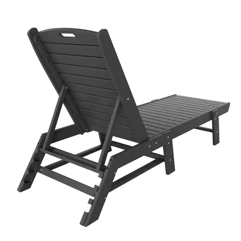 WestinTrends 2 Pieces Poly Outdoor Patio Chaise Lounge Chair with Side Table Set