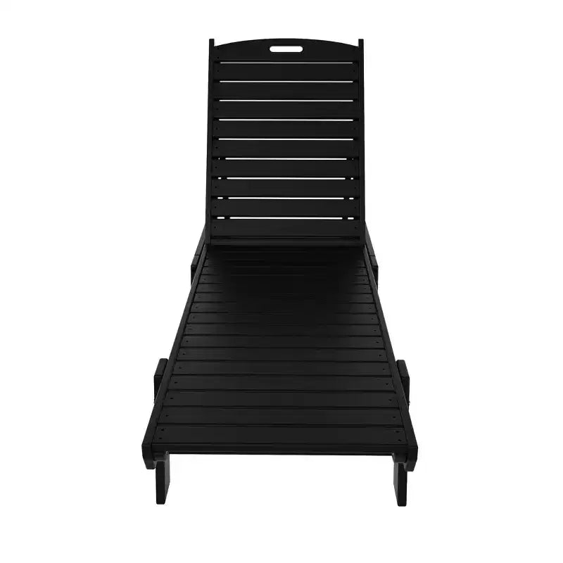 WestinTrends 2 Pieces Poly Outdoor Patio Chaise Lounge Chair with Side Table Set