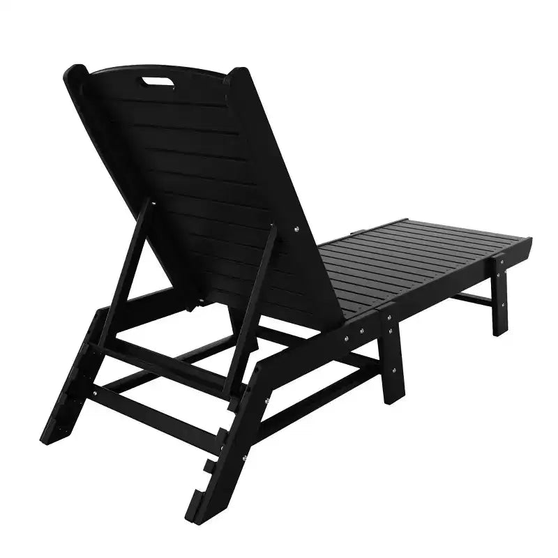 WestinTrends 2 Pieces Poly Outdoor Patio Chaise Lounge Chair with Side Table Set