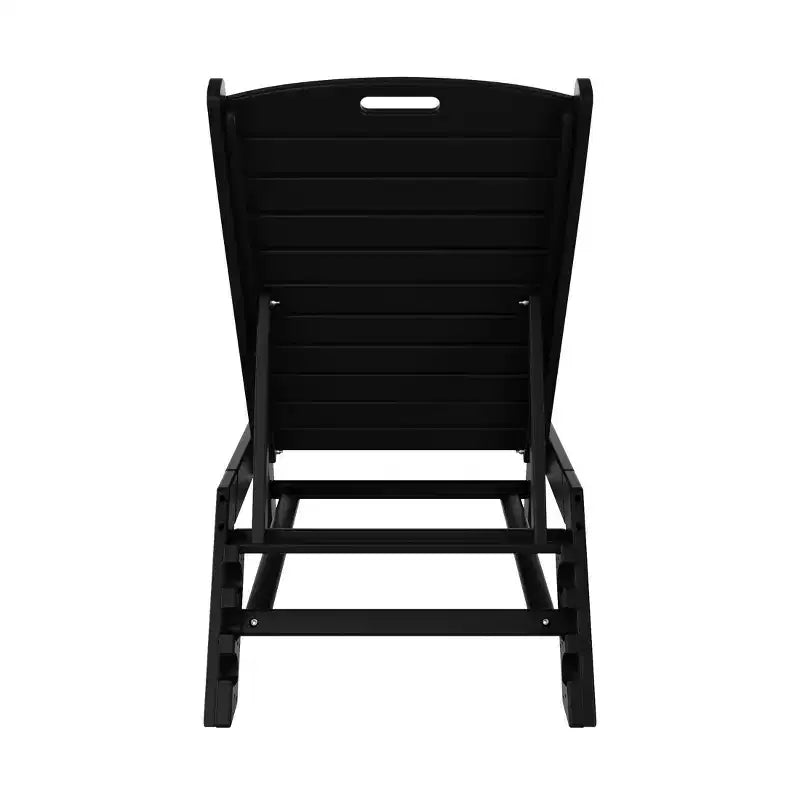 WestinTrends 2 Pieces Poly Outdoor Patio Chaise Lounge Chair with Side Table Set