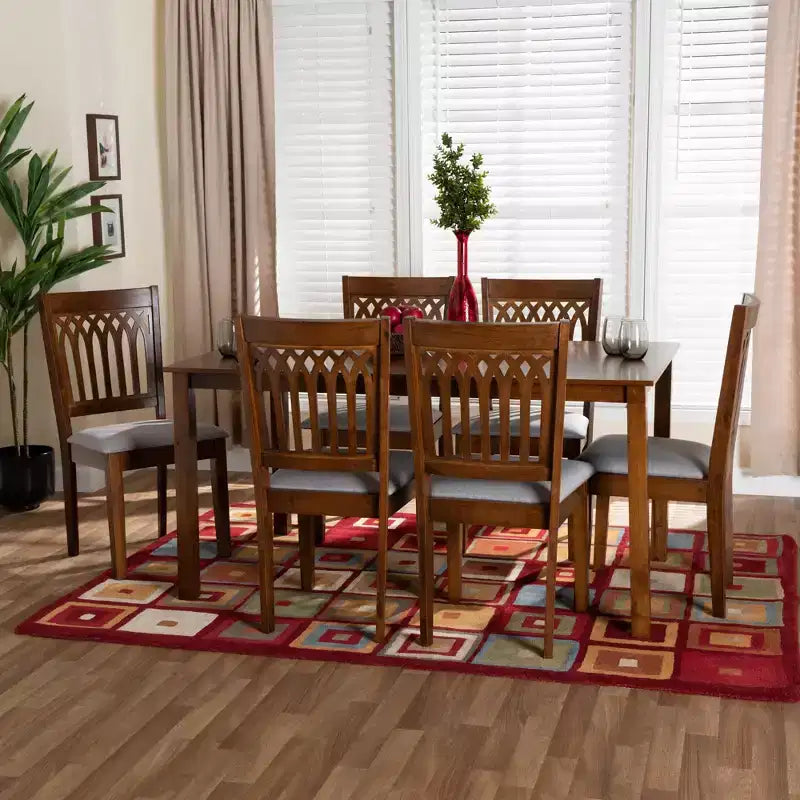 Ensemble de salle à manger Baxton Studio Genesis moderne en tissu et bois