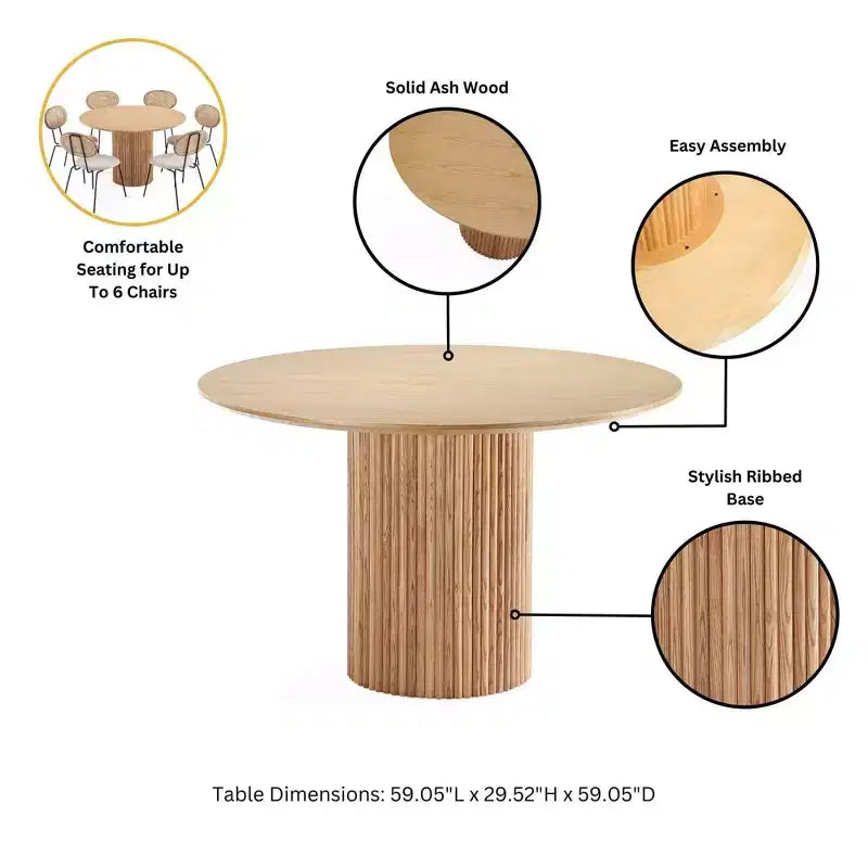 Manhattan Comfort 7pc 59.05" Hathaway and Jardin Round Dining Set