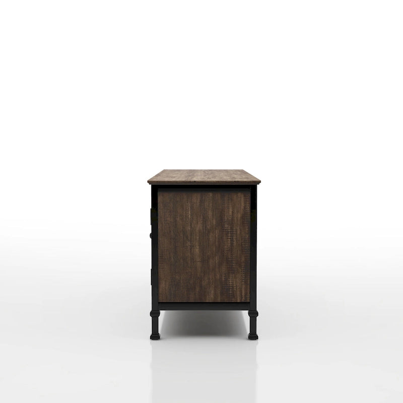 Meuble TV rustique en chêne de 60 pouces avec rangement multifonctionnel