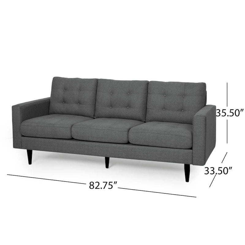 Canapé contemporain 3 places en tissu capitonné