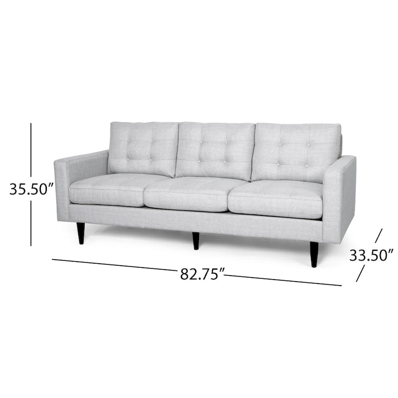 Canapé contemporain 3 places en tissu capitonné
