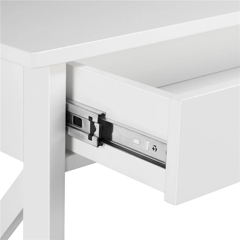 Console en bois avec prise électrique et étagères de rangement