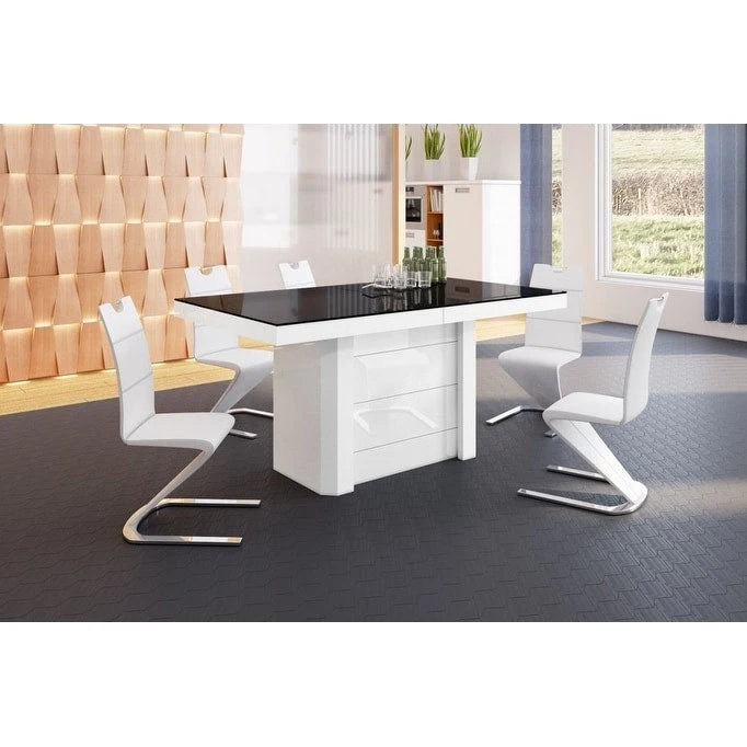 Table à manger moderne extensible laquée