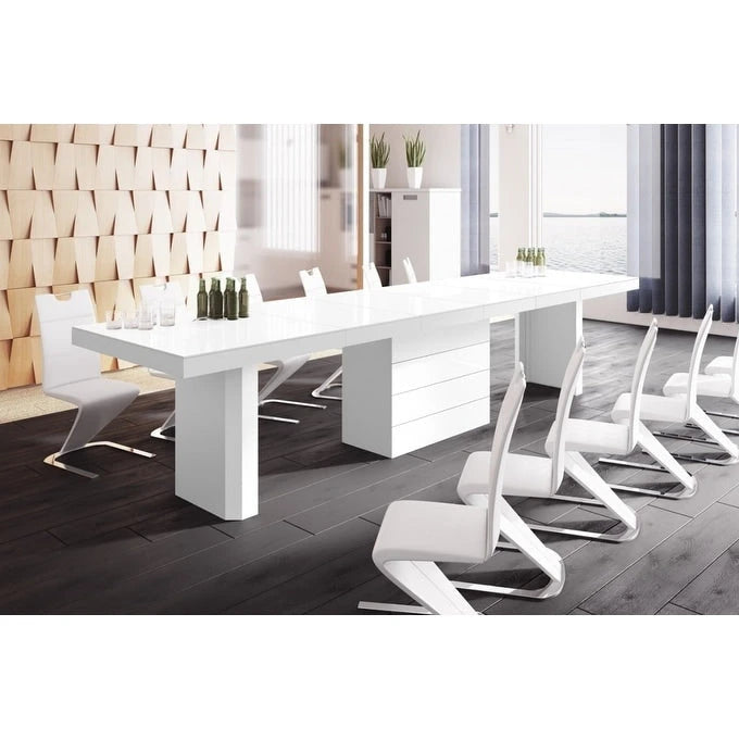 Table à manger moderne extensible laquée