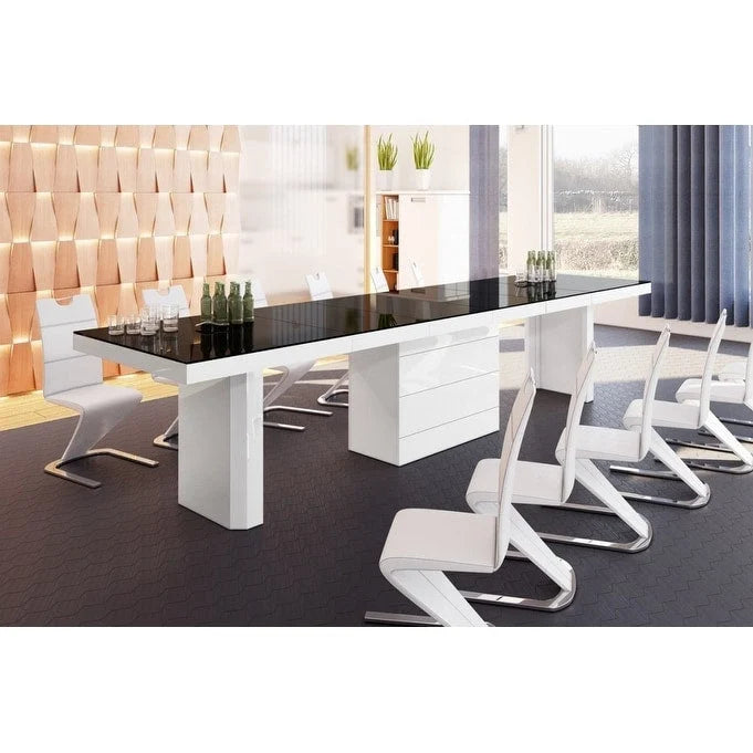 Table à manger moderne extensible laquée