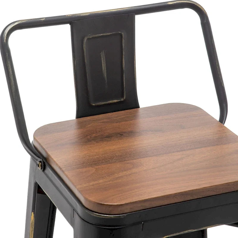 Tabourets de bar noirs avec dossier, 61 ou 66 cm