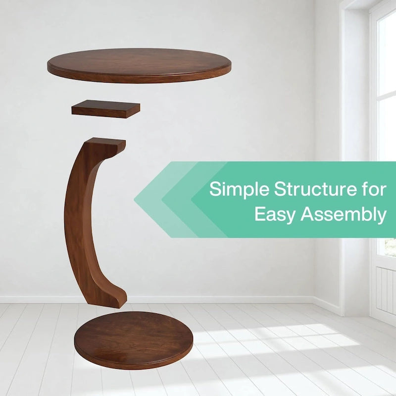 Table d'appoint en bois en forme de C