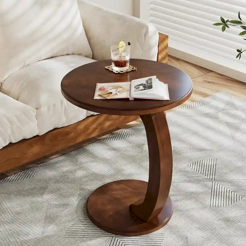 Table d'appoint en bois en forme de C