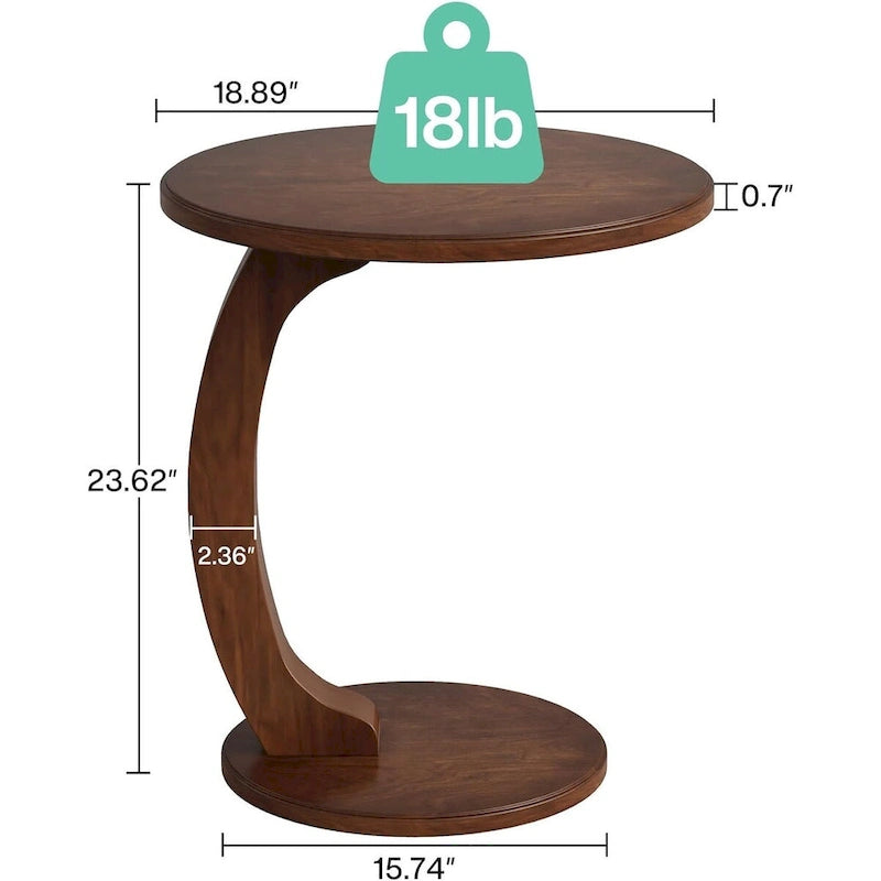 Table d'appoint en bois en forme de C