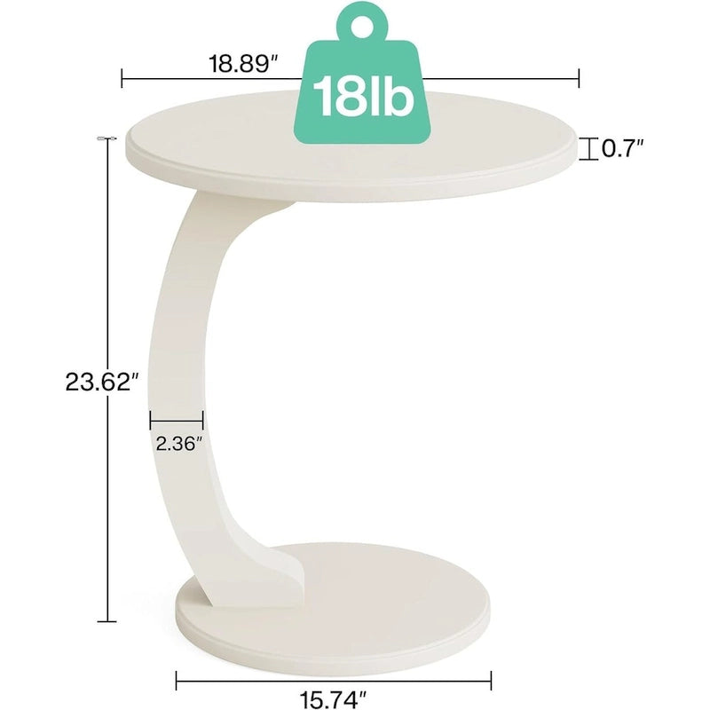 Table d'appoint en bois en forme de C
