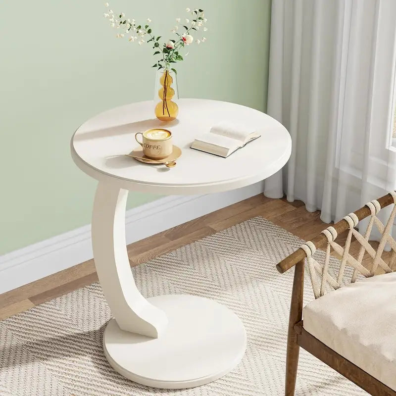 Table d'appoint en bois en forme de C