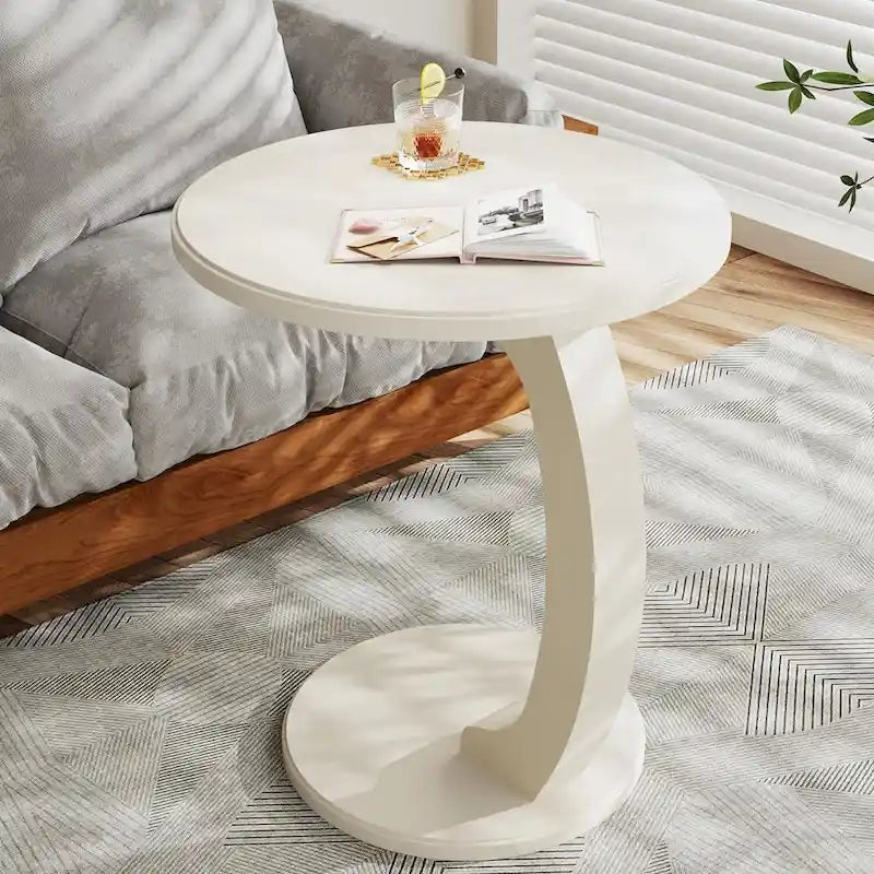 Table d'appoint en bois en forme de C