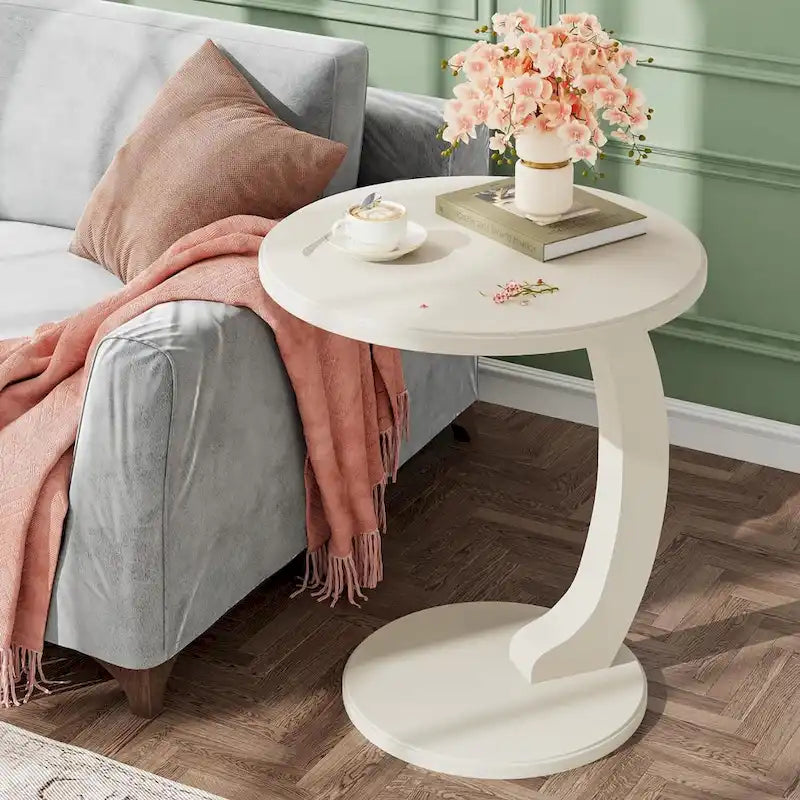 Table d'appoint en bois en forme de C