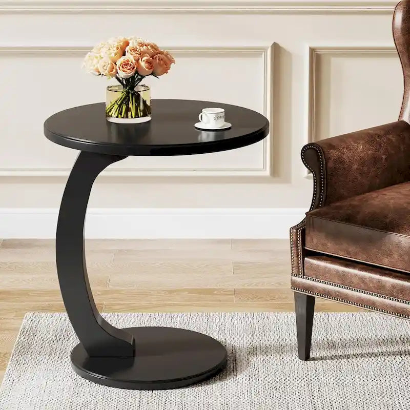Table d'appoint en bois en forme de C
