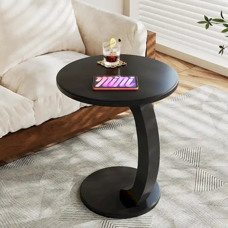 Table d'appoint en bois en forme de C