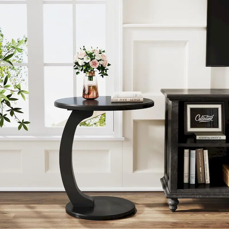 Table d'appoint en bois en forme de C