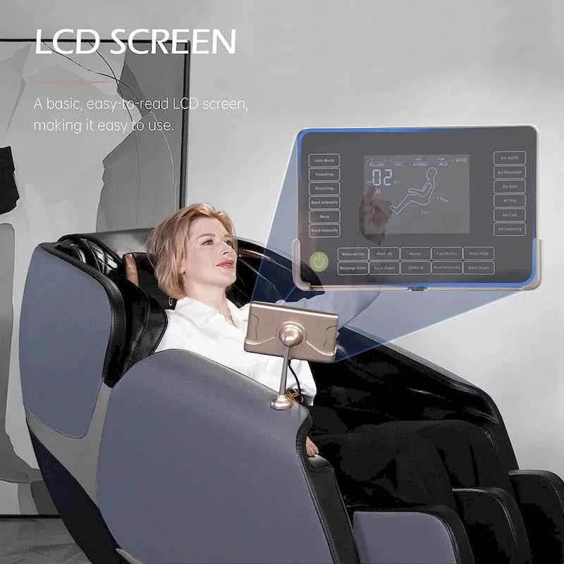 Fauteuil de massage zéro gravité intégral avec rail en S à double cœur et contrôle par application