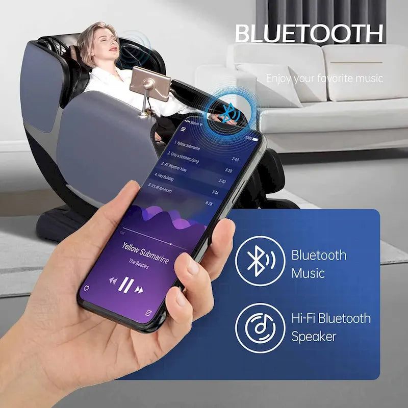 Fauteuil de massage zéro gravité intégral avec rail en S à double cœur et contrôle par application