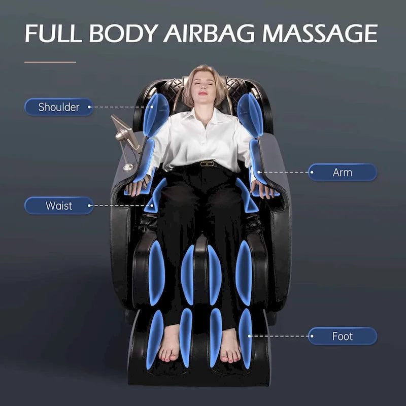 Fauteuil de massage zéro gravité intégral avec rail en S à double cœur et contrôle par application