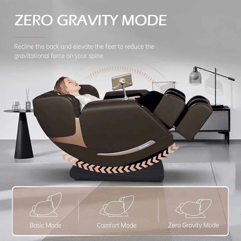 Fauteuil de massage zéro gravité intégral avec rail en S à double cœur et contrôle par application