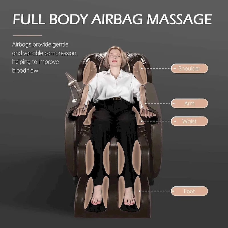 Fauteuil de massage zéro gravité intégral avec rail en S à double cœur et contrôle par application