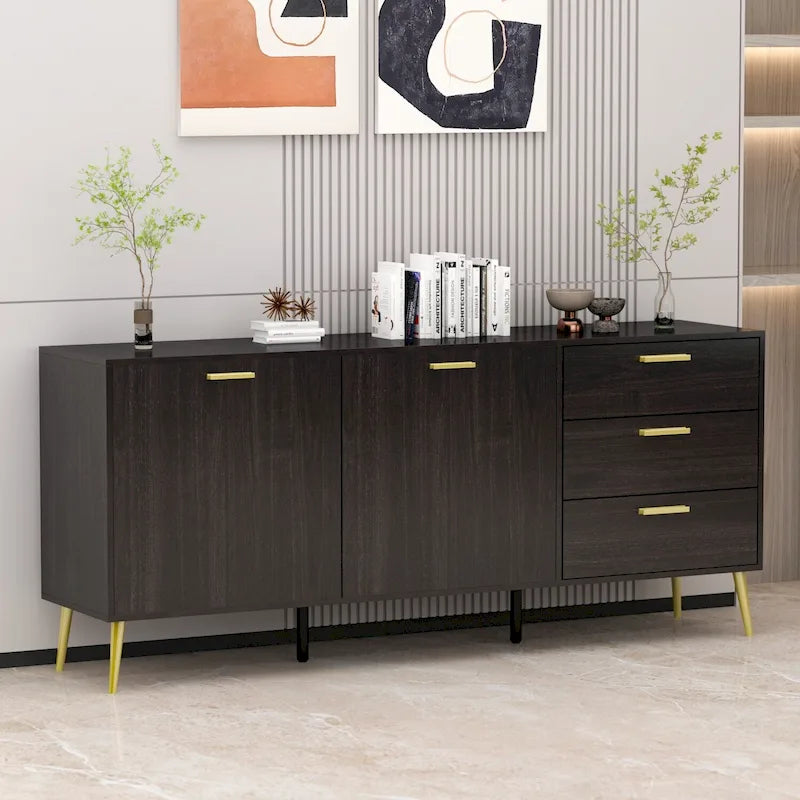 Buffet avec 3 tiroirs et 2 portes, expresso/blanc
