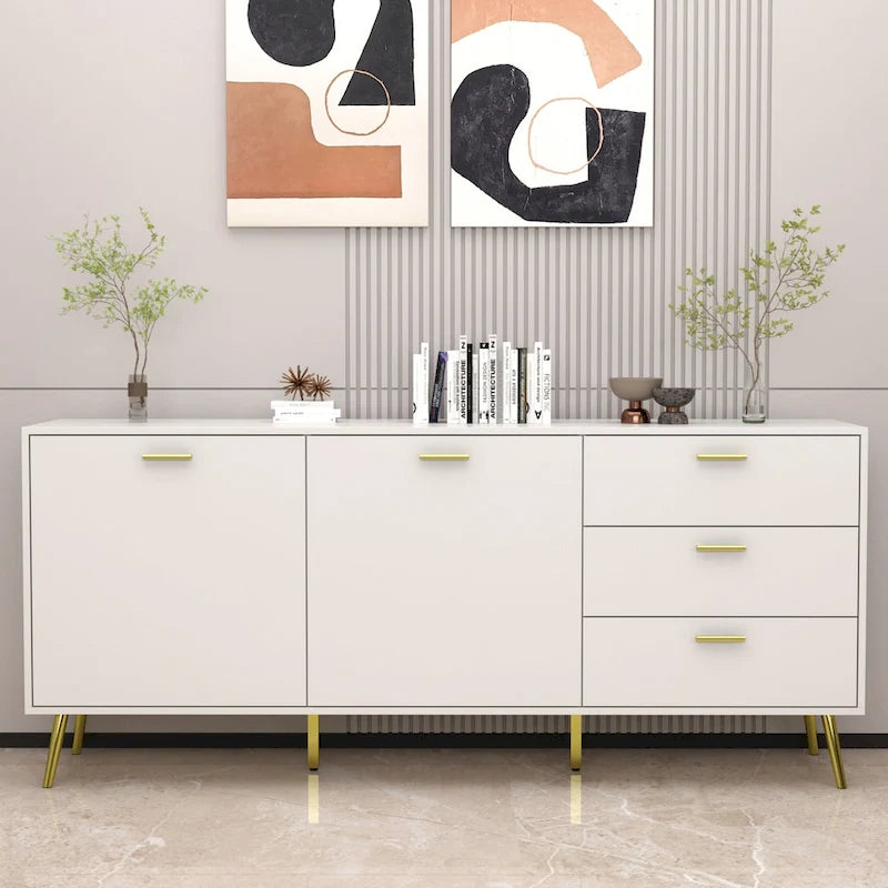 Buffet avec 3 tiroirs et 2 portes, expresso/blanc