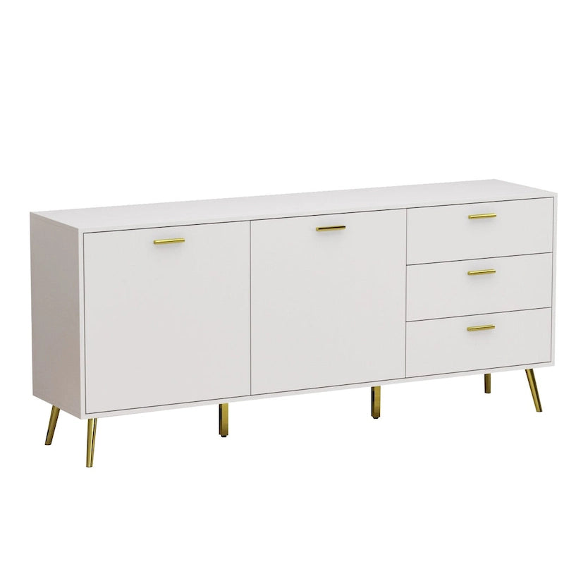Buffet avec 3 tiroirs et 2 portes, expresso/blanc