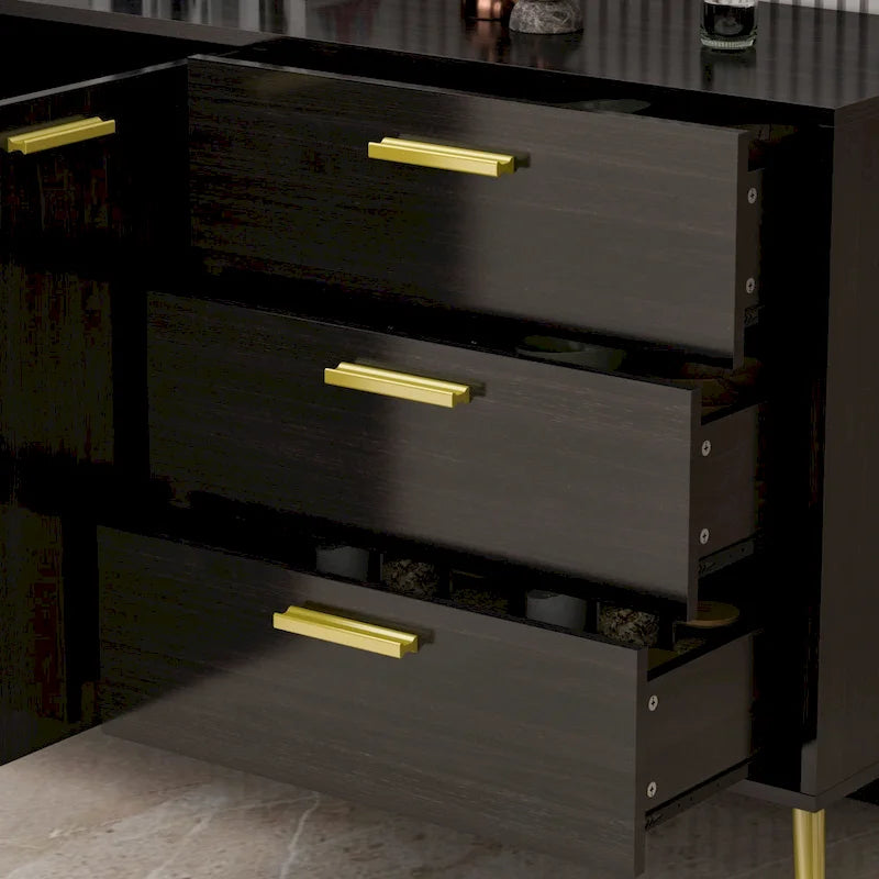 Buffet avec 3 tiroirs et 2 portes, expresso/blanc
