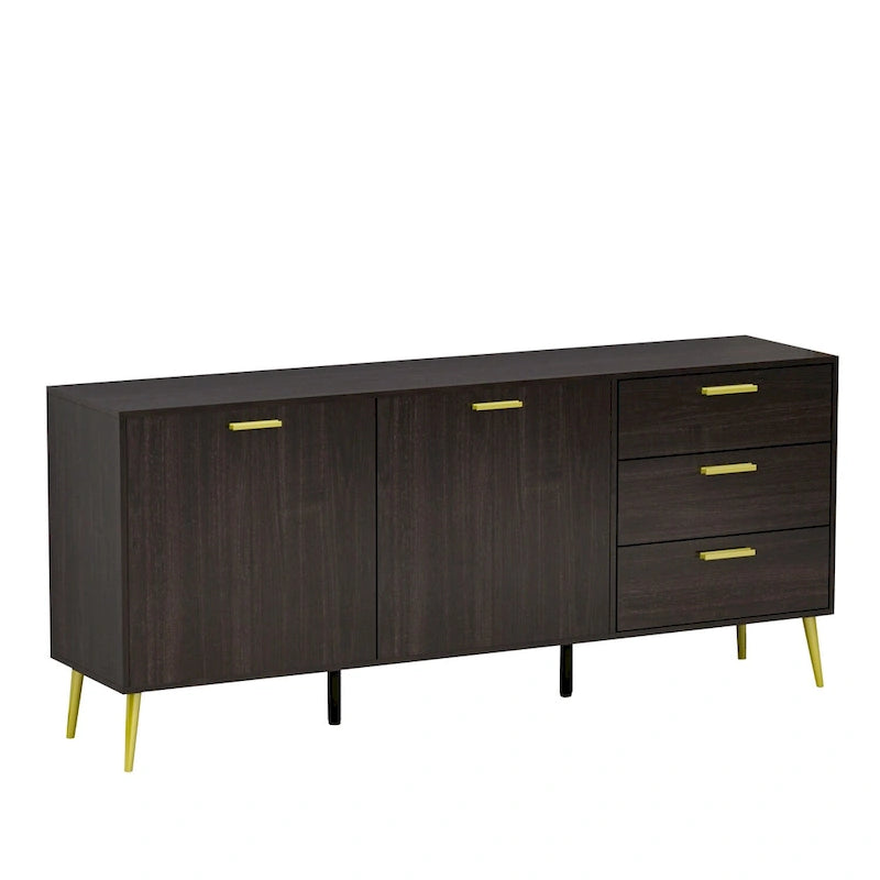 Buffet avec 3 tiroirs et 2 portes, expresso/blanc