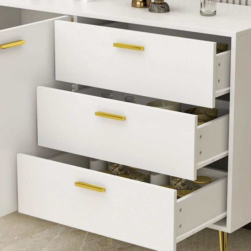 Buffet avec 3 tiroirs et 2 portes, expresso/blanc