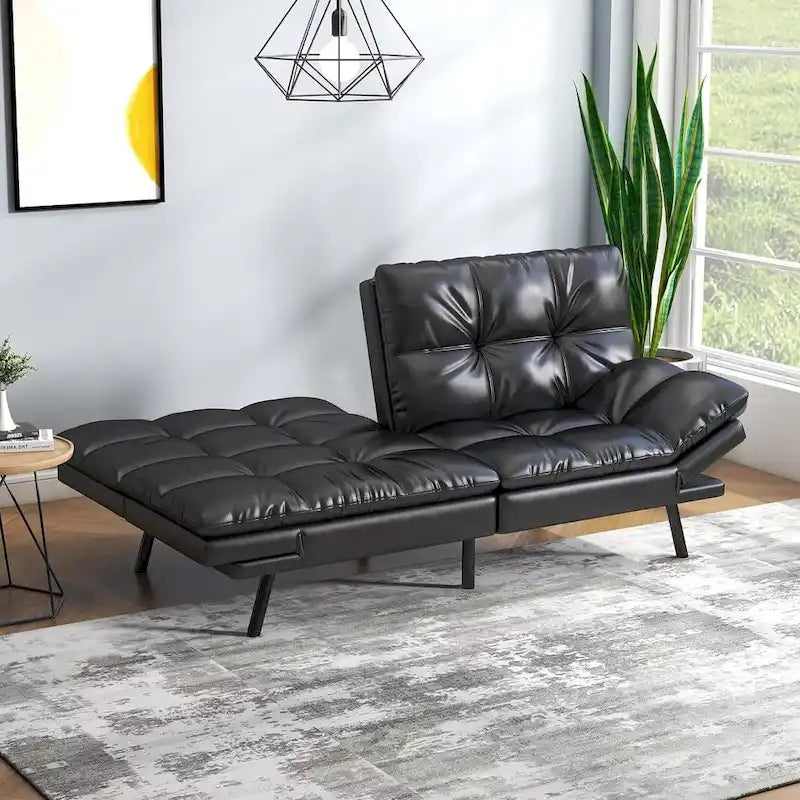 Canapé-lit futon avec mousse à mémoire de forme et accoudoirs réglables pour les petits espaces
