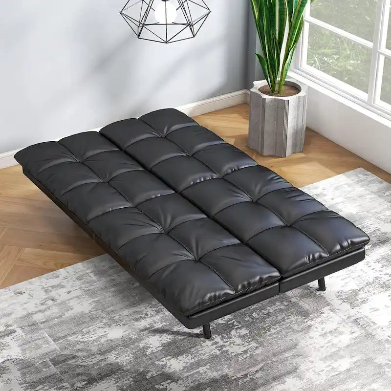 Canapé-lit futon avec mousse à mémoire de forme et accoudoirs réglables pour les petits espaces