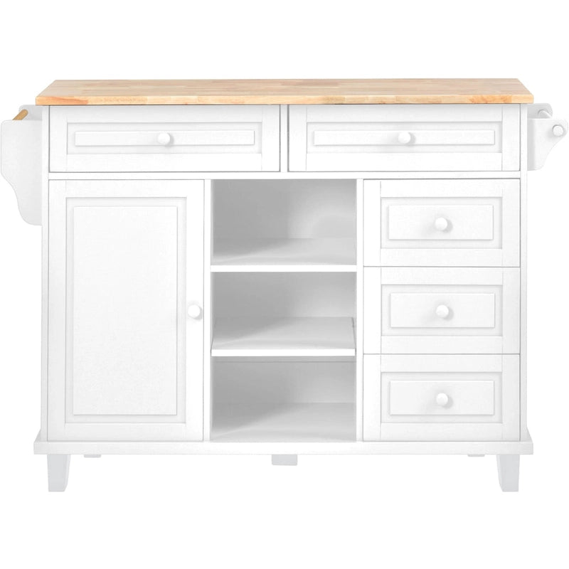 Îlot de cuisine roulant de 134,1 cm avec rangement et 5 tiroirs
