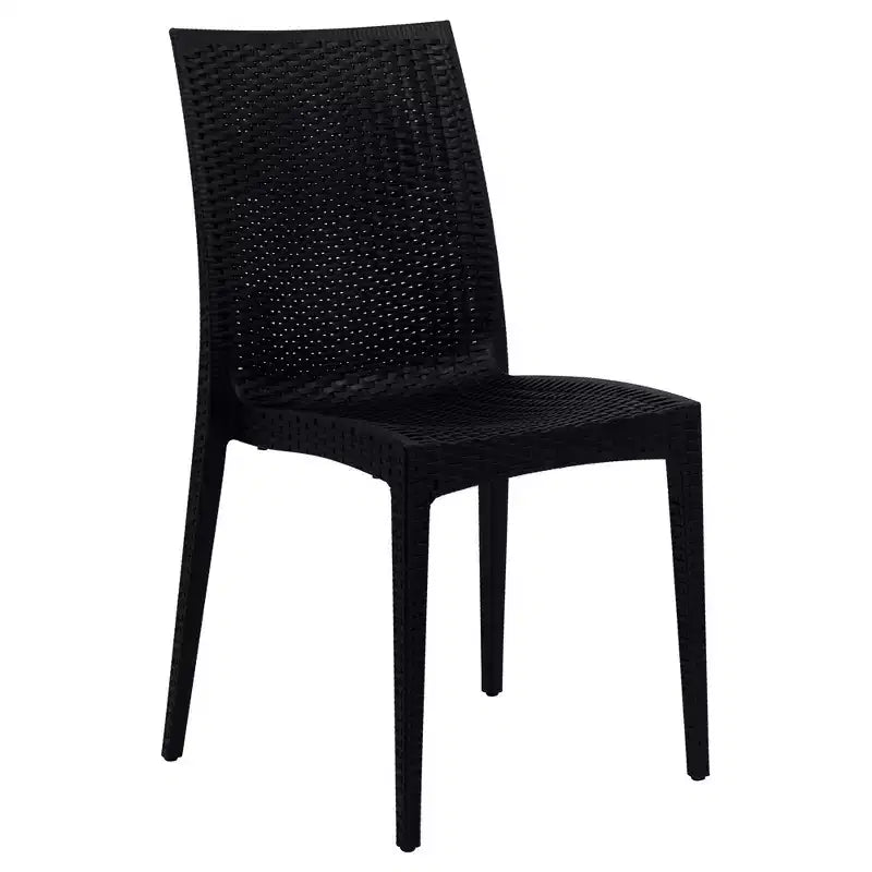 LeisureMod Mace Mid-Century 7-Piece Rectangular Outdoor Dining Set with 4 Side Chairs and 2 Armchairs