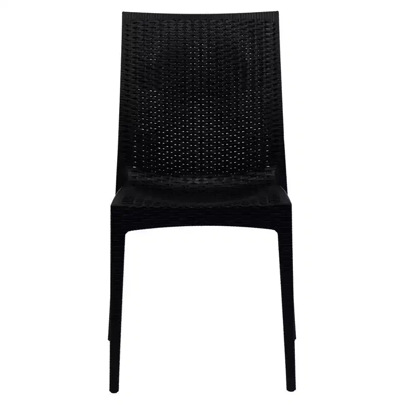 LeisureMod Mace Mid-Century 7-Piece Rectangular Outdoor Dining Set with 4 Side Chairs and 2 Armchairs