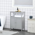 kleankin Freestanding Modern Bathroom Storage Cabinet, with Doors and Open Shelf, Bathroom Organizer Furniture, Grey