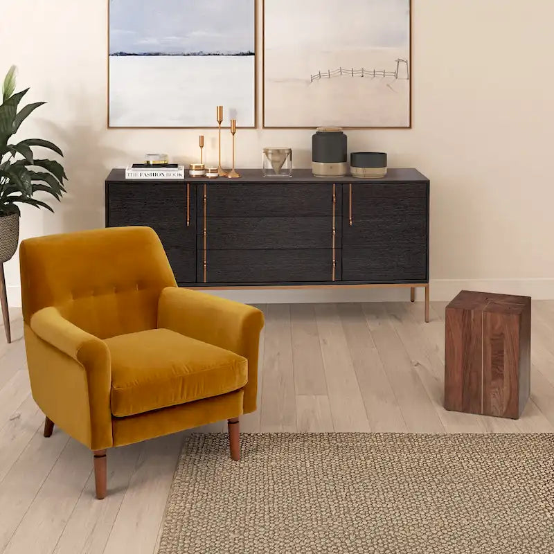 Buffet moderne en placage de chêne avec pieds en acier inoxydable