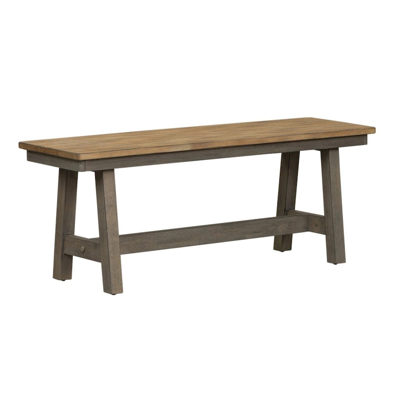 Banc sans dossier gris et grès en bois d'hévéa