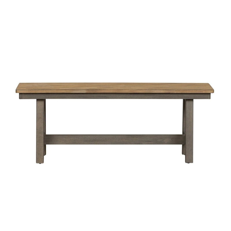 Banc sans dossier gris et grès en bois d'hévéa