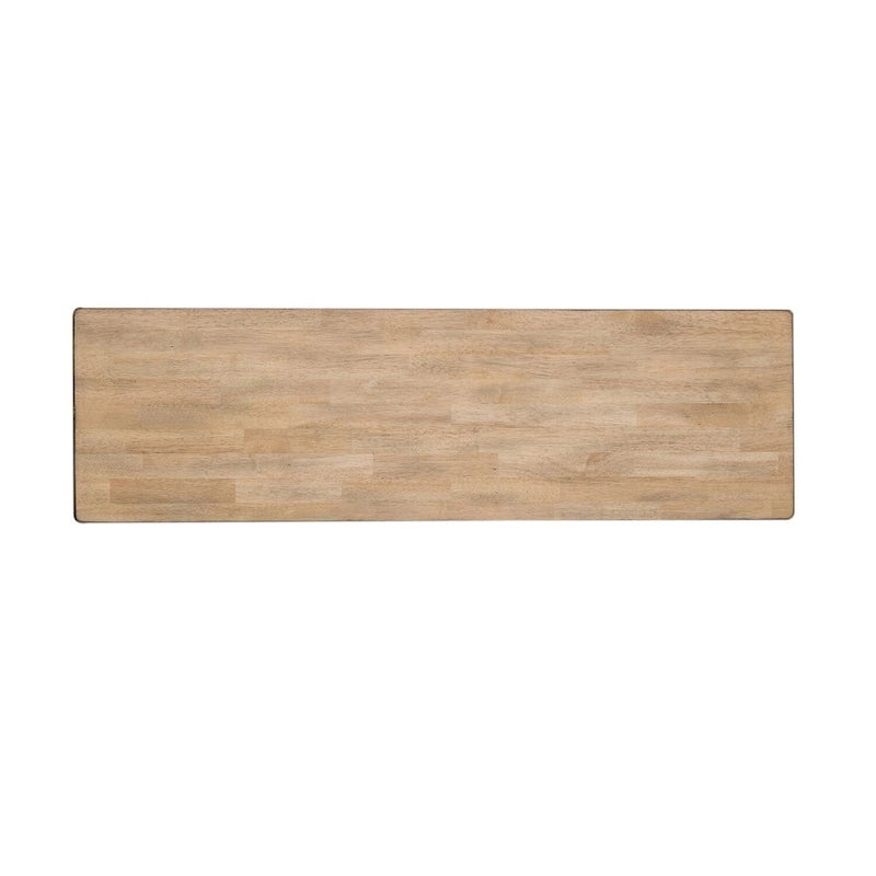 Banc sans dossier gris et grès en bois d'hévéa