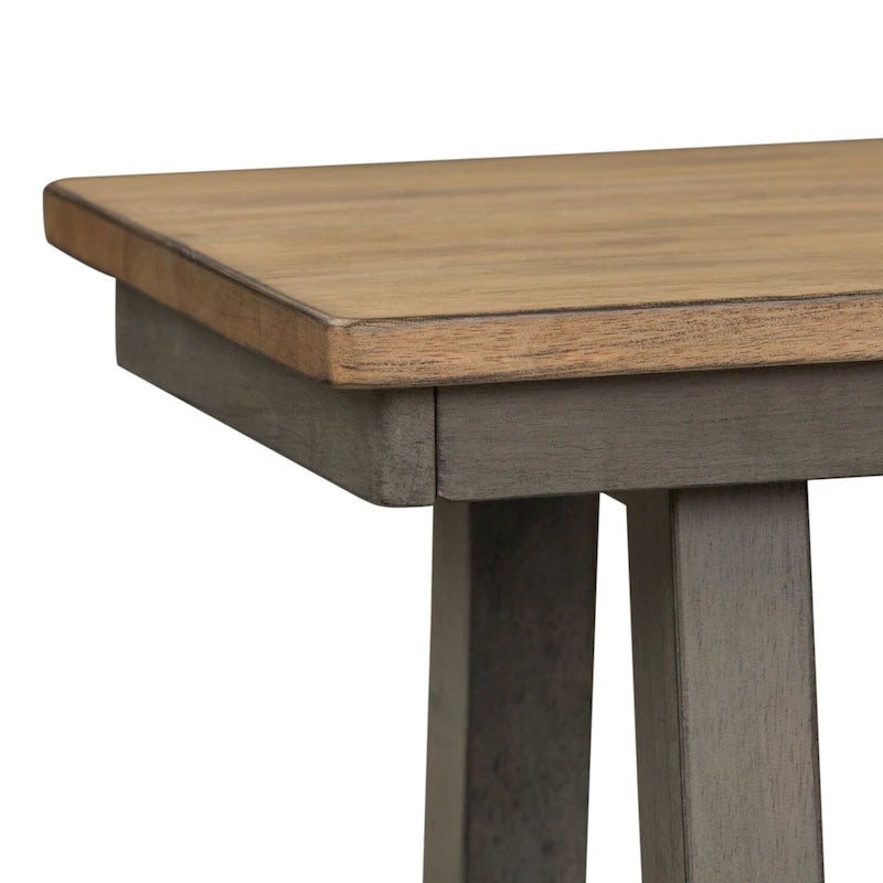 Banc sans dossier gris et grès en bois d'hévéa