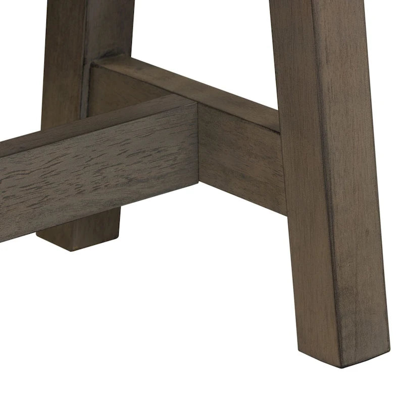 Banc sans dossier gris et grès en bois d'hévéa