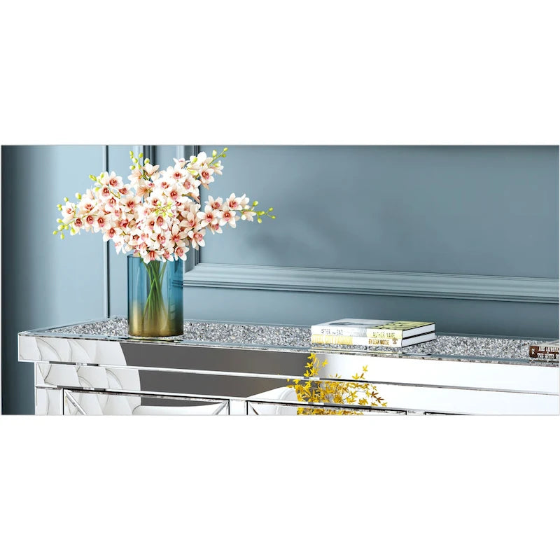 Buffet/commode d'appoint Glamour Miroir Diamant 3 Tiroirs