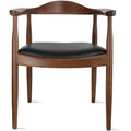 Fauteuil Mid-Century Modern en chêne massif avec cuir PU