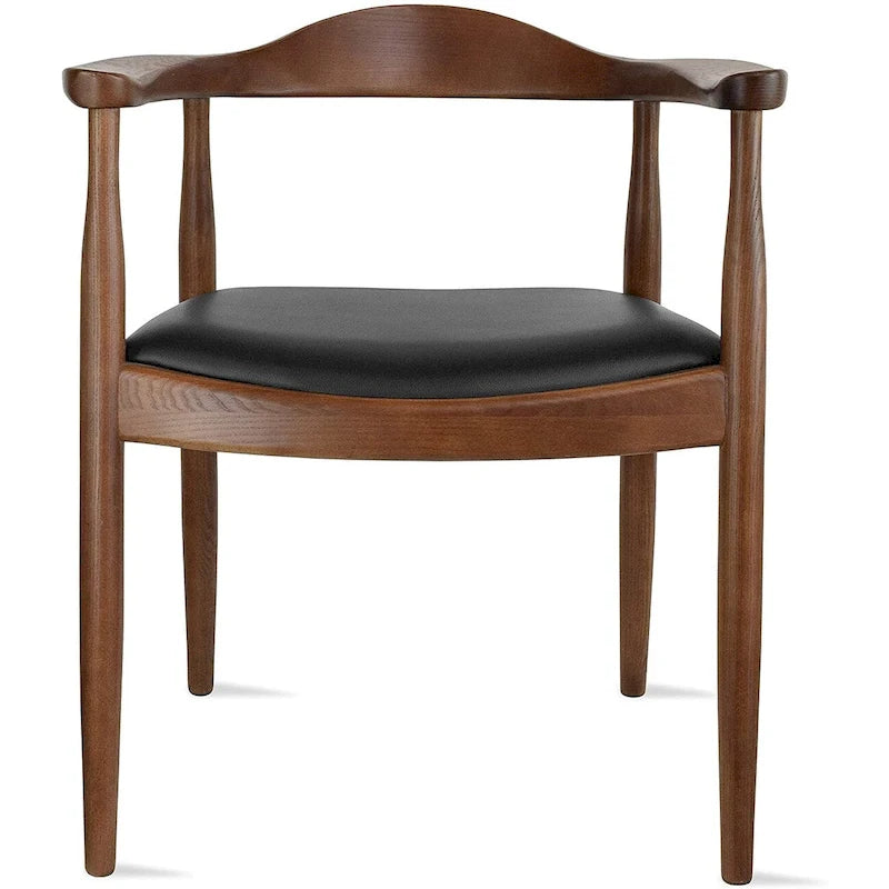 Fauteuil Mid-Century Modern en chêne massif avec cuir PU